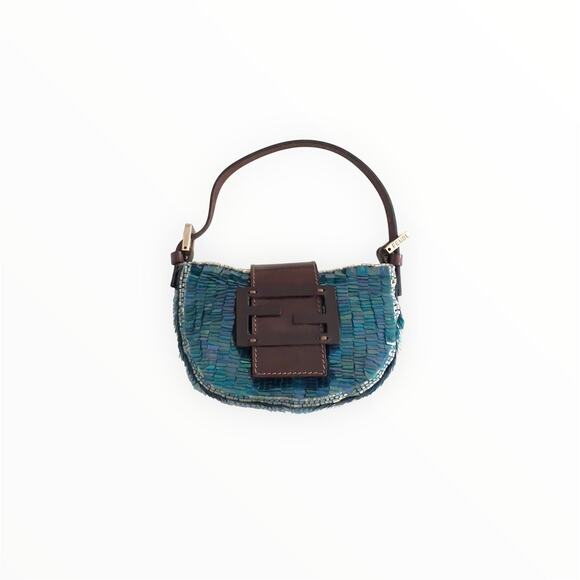 Vintage Fendi Blue Sequin Crossiant - Picture 1 of 7